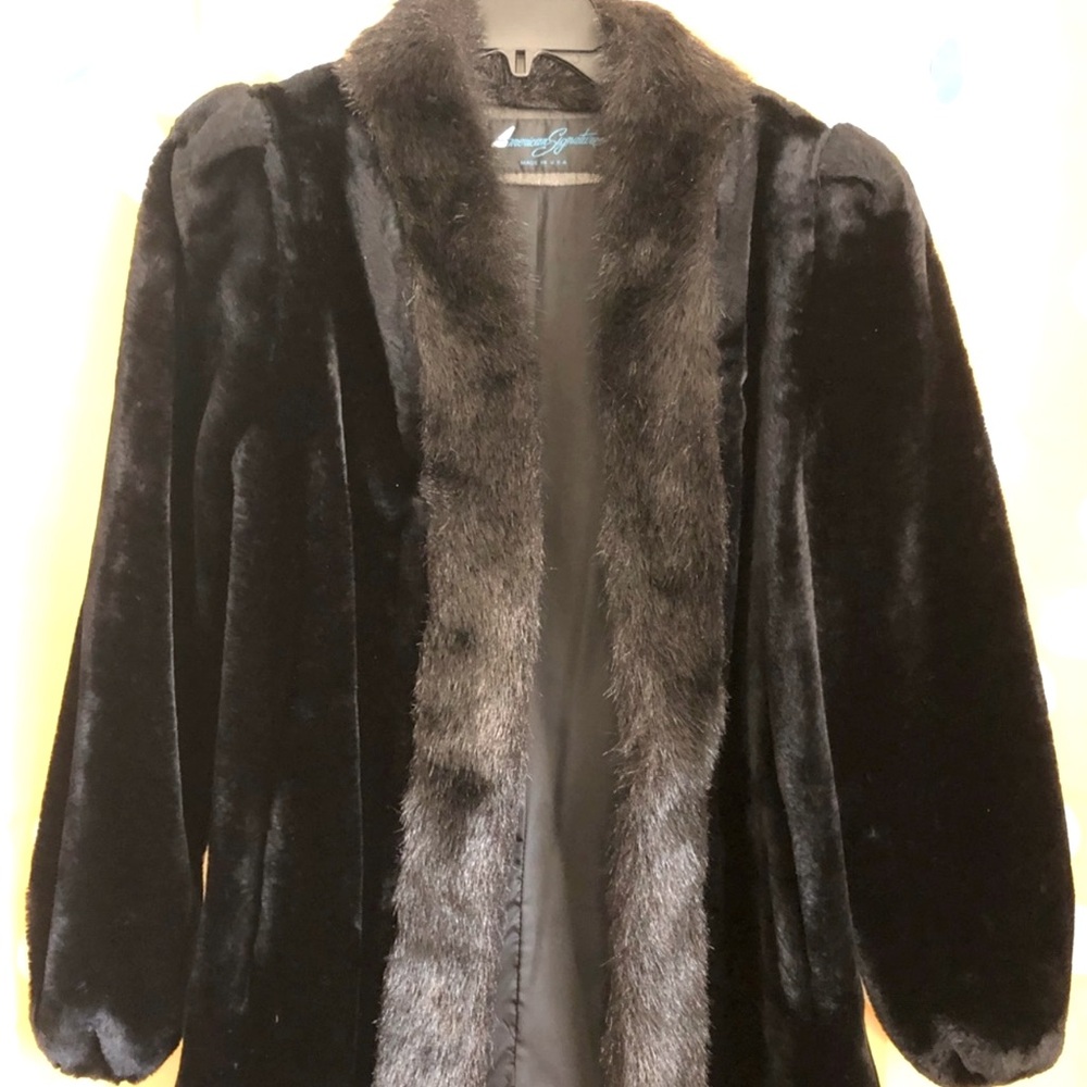 ✨Faux Fur✨ Vintage Black Swing Coat Fully Lined | EUC |